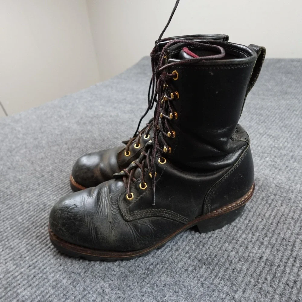 Chippewa 73015 Logger Boots Mens 10.5 Black Leather Vibram Workwear Vintage